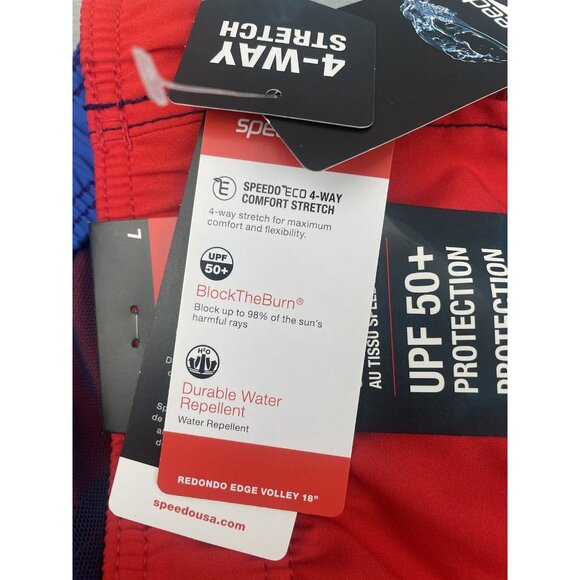 Speedo Men's 4-WAY STRETCH Swim Trunk Mid Length Redondo Stripe 18'' Large - Picture 10 of 16